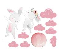 Pink Cloud Rabbit Balloon Wall Decal, PVC, Waterproof, 47x36.5cm