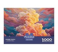 Pink Clouds A House 1000 Piece Premium Cardstock Jigsaw Puzzles Cotton Candy Clouds Vibrant Imagery Educational Toys Puzzles For Adults And Kids 52x38cm/1000pcs