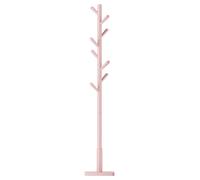 (Pink) Coat Rack, Solid Wood Coat Stand, Free Standing Hall Coat Tree with 8 Hooks for Coats