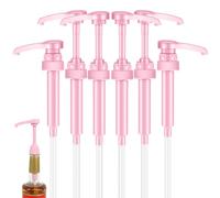 Pink Coffee Syrup Pump | Suitable for 25 oz/750 ml Torani, Jordan's Skinny, Davinci, and Monin 33.8 oz Plastic Bottles | Not Suitable for Monin Liter 750 ml | 6-Pack