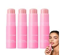 Pink Collagen Volume Multi Balm, Wrinkle Bounces Multi Balm Stick Korean, Instant Smooth Line Smoother, Volumizing Plumping Hydrating Firming for Face, Eyes, Lips, Neck, Collagen Plumping Balms (4PCS)