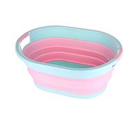 Pink Collapsible Laundry Basket 39L - Foldable Plastic Washing Basket - Space-Saving Pop-Up Laundry Hamper - Multipurpose Folding Storage for Bathroom - 61.5cm x 44cm x 27cm
