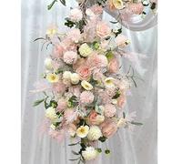 Pink Color Artificial Flowers For Wedding Decoration Welcome Sign Floral Arrangement Wedding Arch Flower Row Background (Pink 2)