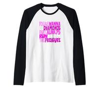 Pink Color Diamonds Don't Run from Pressure Pink Graphic Raglan Baseball Tee
