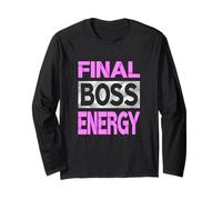 Pink Color Final Boss Energy Pink Graphic Long Sleeve T-Shirt