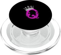 Pink Color Letter Q Initial + Crown Pink Graphic PopSockets PopGrip for MagSafe