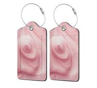 Pink Color Polished Smooth Wood Abstract Luggage Tag for Suitcase 2 Pack Leather Luggage Tag with Privacy Flap Name Id Label and Metal Loop for Women Men Travel