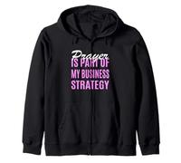 Pink Color Prayer Strategy Pink Graphic Zip Hoodie