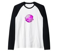 Pink Color Warped Disco Ball Pink Graphic Raglan Baseball Tee