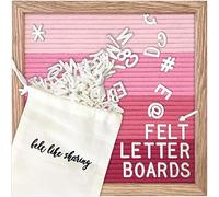 Pink Colorblock Felt Letter Board 10x10 Inches. Changeable Letter Boards Include 300 White Plastic Letters and Oak Frame.