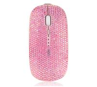 Pink Colorful Bling Luxury Crystal Rhinestone 2.4G Wireless Mouse for Laptop Computer, Cute Mouse for Girls