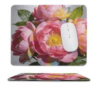 Pink Colorful Flowers Stitched Edge Mouse Pad