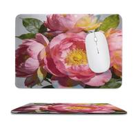 Pink Colorful Flowers Stitched Edge Mouse Pad