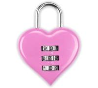 Pink Combination Lock, Heart Shape 3 Digital Password Padlock, Mini Outdoor Combo Gate Lock for School Gym Locker, Fence Gate, Toolbox, Employee Hasp Padlocks