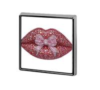 Pink Coquette Lips with Bow Unisex Brooches & Pins Square Lightweight Lapel Badge Jewelry for Clothing Shawl Hat