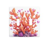 Pink Coral with Hearts Shape Bubbles Double Gang Toggle Light Cover Wall Plate Switch Decor Standard Size - 11.4x11.4cm