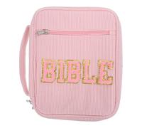 Pink Corduroy Bible Carrying Case with Handle and Pen Slots
