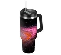 Pink Cosmic Starry Sky Vacuum Wide Mouth Water Bottle Stainless Steel with Straw Lid Decorative Insulated Mug for Water, Iced Tea or Coffee Vaso para bebidas frias 40oz