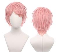 Pink Cosplay Wig for Anime with Short Straight Heat Resistant Fiber Synthetic for Halloween, Comic Con, Cosplay Show Wigs