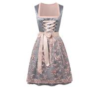 Pink Costume Dress Women's Elegant Dirndl for Midi Dirndl Dress Including Dirndl Apron 2-Piece Classic Dirndl Dresses Modern Costume Dress Refined Bavarian Outfit for Oktoberfest