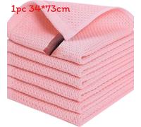 (Pink) Cotton Absorbent Terry Tea Towels Kitchen With Honeycomb Pattern Dish Clean For