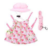 Pink Cotton Bunny Harness Vest with Matching Leash for Small Pets