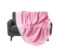 Homescapes Cotton Pink Polka Dots And Stripes Sofa Throw