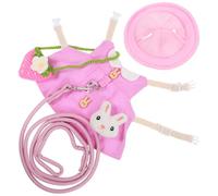 Pink Cotton Rabbit Harness Leash Clothes Set with Mini Hat and Bag | Comfortable Fit for Petite Pets, Portable Storage, Supports Indoor Wear, Yard Time, Rabbits and Small Puppies
