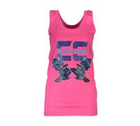 Pink Cotton Tank Top with Eye-Catching Print - female - Cavalli Class - Sleeveless Tops - Pink - M - Tops M