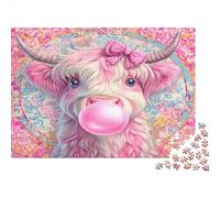 Pink Cow Bubble Gum Jigsaw Puzzles 1000 Piece Recycled Paper for Adults Adult Jigsaws Fun Challenging Family Game Fun Home Activity Great Gift Idea 70x50cm/1000pcs