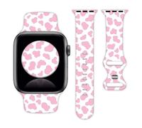 Pink Cow Marble Leopard Print Tie-dyed Watch Band Compatible with Apple Watch 38mm 40mm 41mm 42mm 44mm 45mm 49mm for Women Men Gifts Sport Silicone Wristbands Strap for IWatch Series 10 9 8 7 6 5 4 3