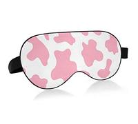 Pink Cow Pattern Sleep Mask Blindfold Blackout Cooling Funny Eye Mask for Sleeping with Elastic Strip for Women Man
