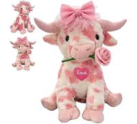 Pink Cow Plush,Adorable Pink Highland Cows Stuffed Animal Plushies,Valentines Stuffed Animal Cow,Soft Plush Cute Cow Doll,Jumbo Spotted Longhorn,Unique Birthday Present for Women Men,Home Decor (#a)