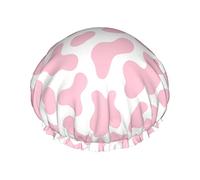 Pink Cow Print Skin Abstract Animal Farm Shower Caps For Women,Waterproof Reusable Shower Hair Caps Bath Caps Turban Shower Cap For Girls