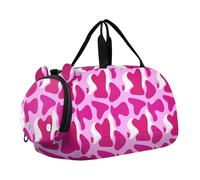 Pink Cow Skin Kids Travel Duffel Bag for Boys Girls Overnight Weekend Tote Bag with Shoes Compartment for Dance Gym Sports