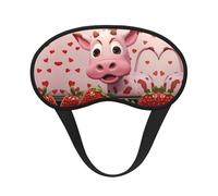 Pink Cow with Strawberries Blackout Sleep Mask,Soft Polyester, Anti-Light, Stylish,Suitable for Men and Women,for Daily Work and Outdoor Travel.
