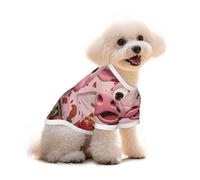 Pink Cow with Strawberries Print Pure Cotton Pet T-Shirt, Dogs & Cats Comfy Tee Vest, for Small Medium Summer Winter Clothes