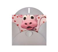 Pink Cow with Strawberry Print Shimmer Blank Greeting Cards with Envelopes, Elegant DIY Invitations,Thank You Notes