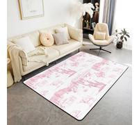 Pink Cowboy Cowgirl Area Rugs,Desert Cactus Non Slip Carpet Rustic Cow Horse Indoor Floor Mat Entrance Rug,Southwestern Style Home Living Room Bedroom Decor,5x6'6''