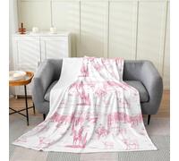 Pink Cowboy Cowgirl Flannel Blankets,Desert Cactus Fleece Blanket,Kids Girls Boys Adult Rustic Cow Horse Fuzzy Blankets Southwestern Style Sherpa Blanket Chair Sofa Bed Decor,30"×40"