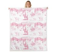 Pink Cowboy Cowgirl Throw Blankets,Desert Cactus Fleece Blanket,Kids Girls Boys Adult Rustic Cow Horse Fuzzy Blankets Southwestern Style Sherpa Blanket Chair Sofa Bed Decor,90"×90"