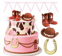 Pink Cowgirl Cake Topper Bows Cowboy Western Cake Decorations
