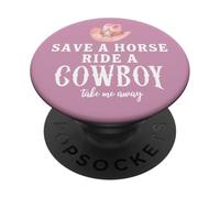 Pink Cowgirl Hat Save a Horse Ride a Cowboy Western Country PopSockets Adhesive PopGrip
