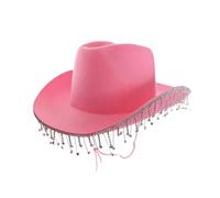 Pink Cowgirl Hat with Sparkling Diamantés - Glam Western Fancy Dress Accessory for Hen Parties, Festivals, Rodeos, Themed Events, Nights Out and Photo Booths