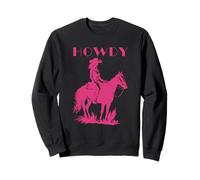 Pink Cowgirl on Horse Graphic with Howdy Western Text Girly Sweatshirt