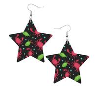 Pink Crab And Green Fish Dangle Earrings Fun Earring Creative Earrings For Daily Beach