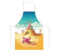 Pink Crab On A Beach Holiday Apron Warren Reed - Designer Yellow One Size