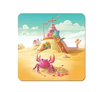 Pink Crab On A Beach Holiday Coasters - Set of 4 Warren Reed - Designer Yellow One Size