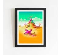 Pink Crab On A Beach Holiday Framed Art Print Warren Reed - Designer Black W8 inch x H10 inch