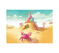 Pink Crab On A Beach Holiday Glass Chopping Board Warren Reed - Designer Yellow One Size